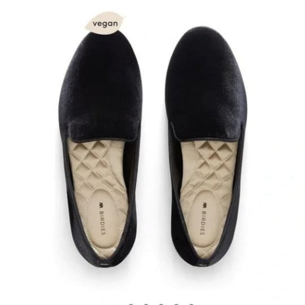 Birdies Starling in black velvet shoes.